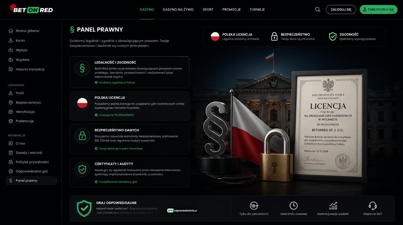 Interfejs z ikonką dokumentu licencyjnego, flaga Polski i symbol ochrony danych