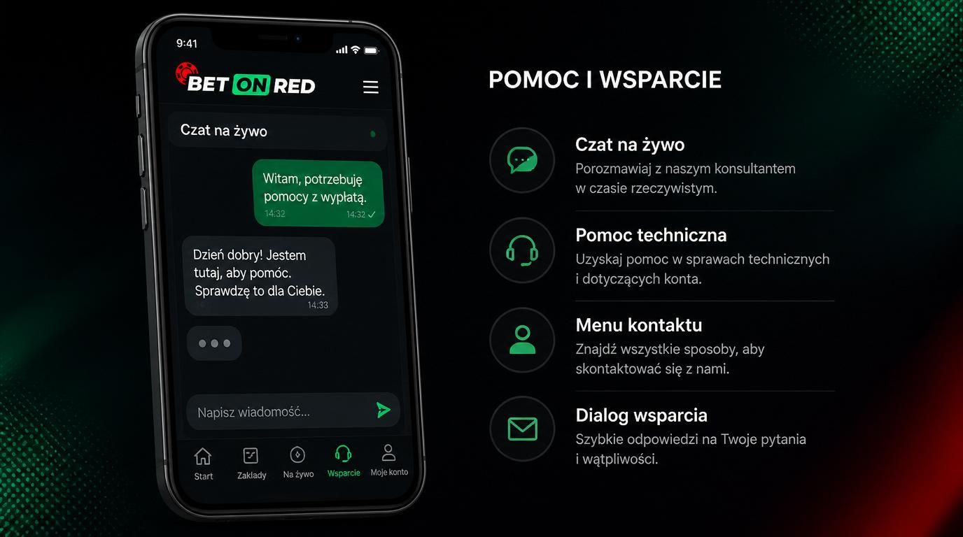 Czat na żywo, menu pomocy na ekranie mobile